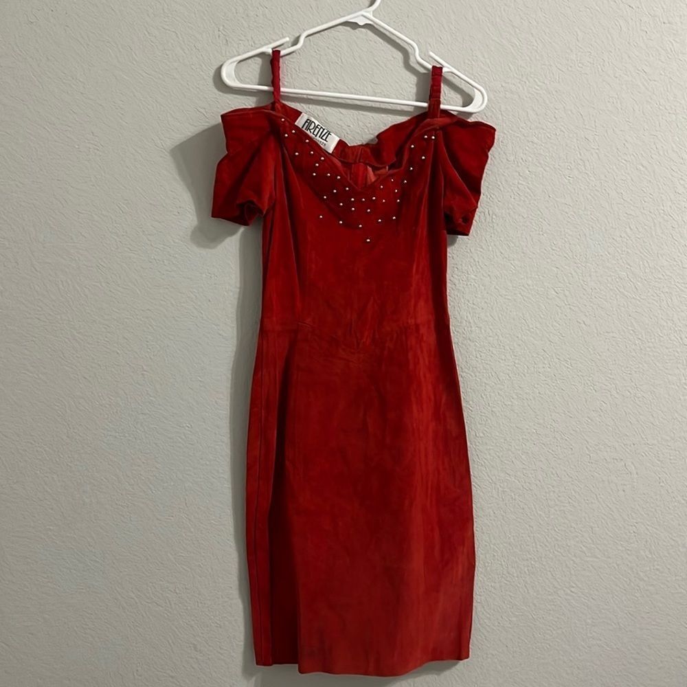 RARE Red with gold stud dress Firenze Santa Barbara